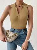 Summer V - Neck Ribbed Knit Crop Top - Sleeveless Turndown Collar in 10 Colors - aura - fashionSummer V - Neck Ribbed Knit Crop Top - Sleeveless Turndown Collar in 10 Colors826641Mijn winkelaura - fashion