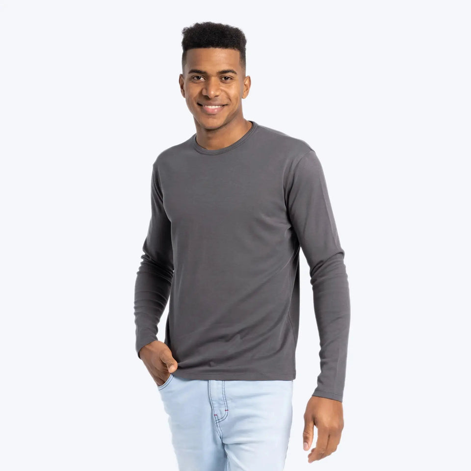 Men'S Organic Pima Long Sleeve Cotton T-Shirt - aura - fashionMen'S Organic Pima Long Sleeve Cotton T-ShirtSMen'S Organic Pima Long Sleeve Cotton T-Shirtaura - fashionaura - fashion